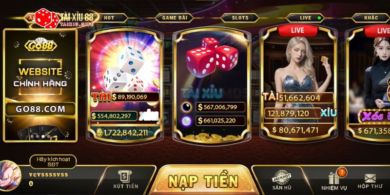 Game đánh tài xỉu online tại cổng game GO88