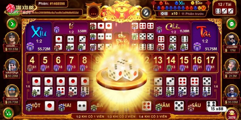 Kèo cược hấp dẫn cho game thủ khi tham gia cược tài xỉu tại Sin88