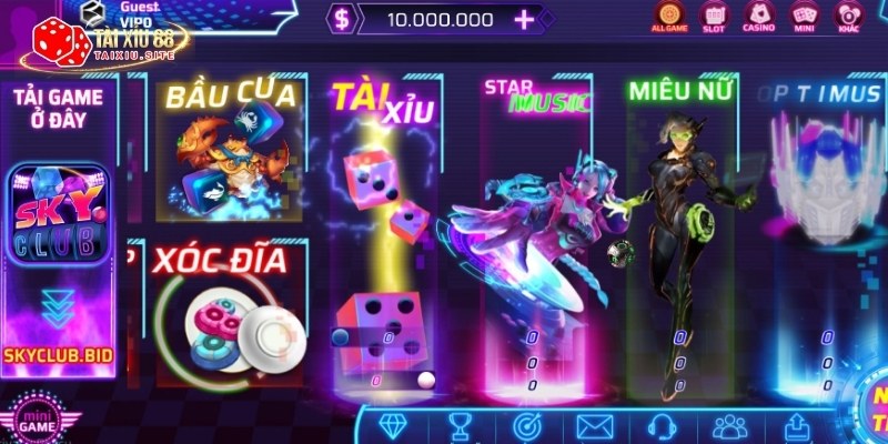 Giao diện của Sky Club Tài Xỉu