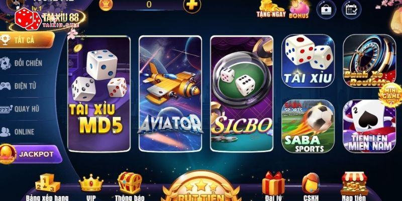 Giao diện chính của cổng game Tài Xỉu 8US