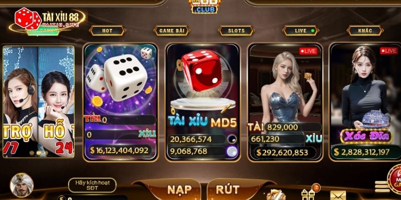 Giao diện của cổng game Tài Xỉu HITCLUB