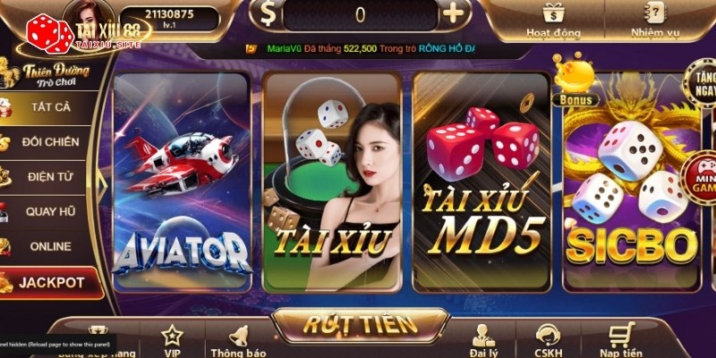 Giao diện bắt mắt của cổng game TDTC Tài Xỉu