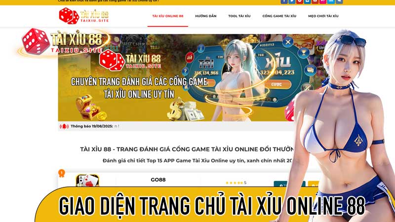 Giao diện trang chủ TaiXiu.Site