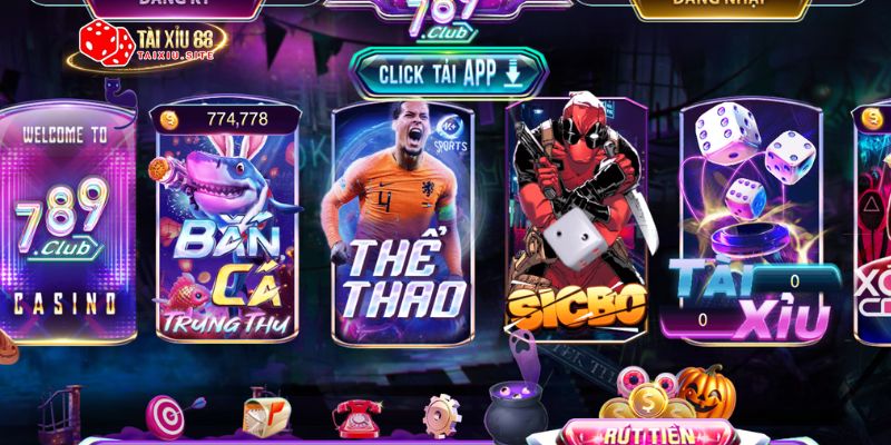 Giao diện chính của cổng game 789Club Tài Xỉu