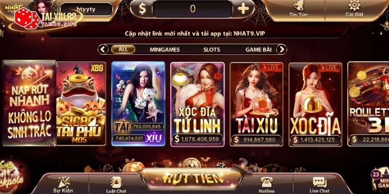 Giao diện của cổng game Nhất Vip