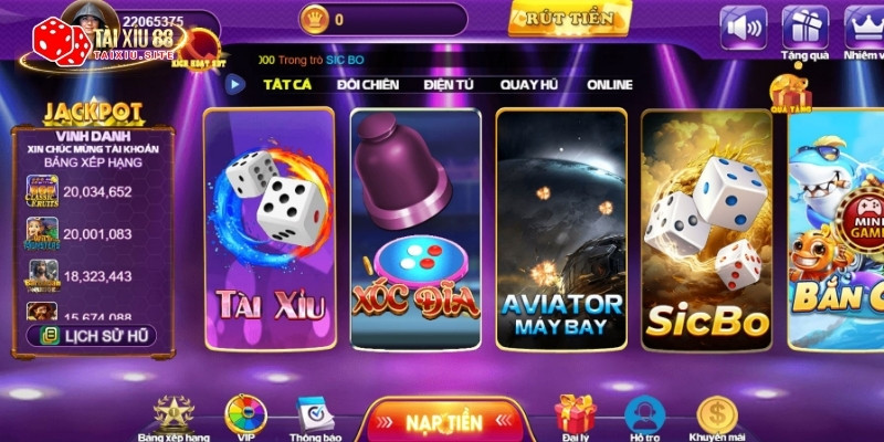 Giao diện cổng game 68 Game Bài