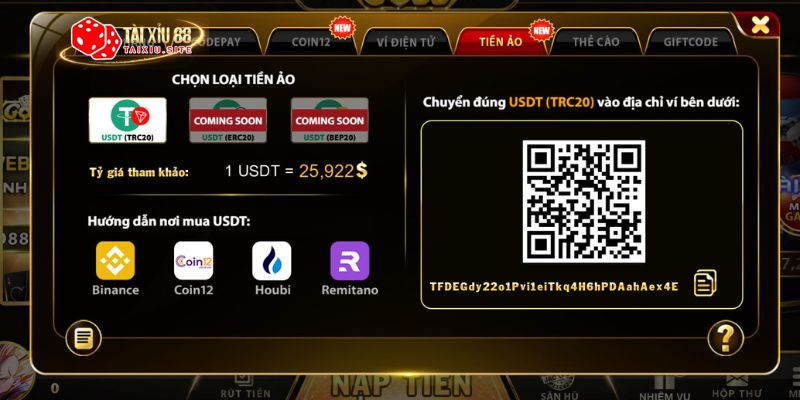 Các bước cơ bản nạp rút tiền khi chơi tài xỉu tiền ảo